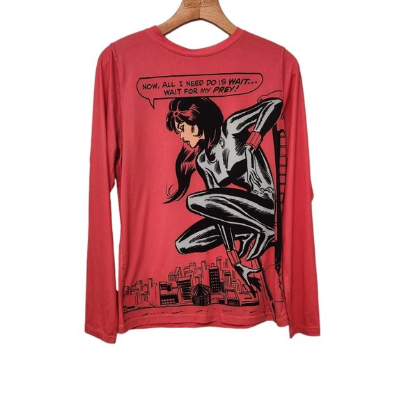 Marvel Black Widow Shirt "Wait For My Prey" Long Sleeve Polyester Large - Picture 1 of 9